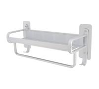 Tendance Étagère porte-serviettes en aluminium avec crochet et dispositif de fixation adhésif ou de montage - Chrome - Accessoire de salle de bain