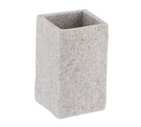 TENDANCE - Gobelet Polyrésine Carré Effet Pierre 230ml - Gris - Salle de Bain - Accessoire Salle de Bain à Poser