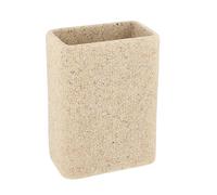 TENDANCE - Gobelet Polyrésine Rectangulaire Effet Sable - Naturel - Salle de Bain - Accessoire Salle de Bain à Poser