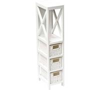 TENDANCE Meuble Blanc 3 paniers + 1 étagère