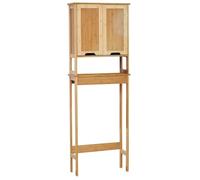 TENDANCE - Meuble Dessus WC Bambou et MDF 2 Portes/1 Etagere Interieure - mahe