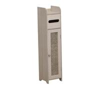 TENDANCE - Meuble Réserve et Dérouleur de Papier WC en Bois et Cannage en Rotin 18 x 18 x H 80 cm Beige