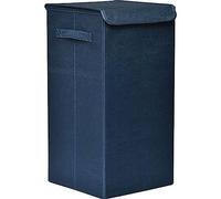 Tendance - Paniere a linge pliable tissu polyester/mdf - bleu canard