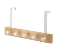 Tendance - Patère Bambou/Métal 5 Crochets - Bambou/Blanc - Salle de Bain - Patères. Portes Serviteur et Porte Manteau