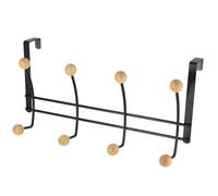 Tendance - Patère Métal 8 Crochets Bois - Noir/Bois - Salle de Bain - Patères. Portes Serviteur et Porte Manteau