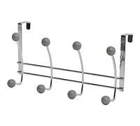 Tendance - Patère Métal 8 Crochets Céramique - Chrome/Gris - Salle de Bain - Patères. Portes Serviteur et Porte Manteau