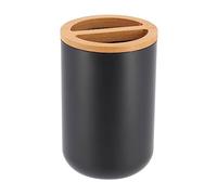 TENDANCE Porte Brosse à Dents Noir avec Couvercle Bambou