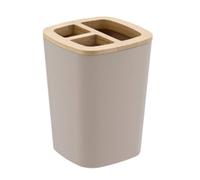 Tendance - Porte Brosse à Dents Rubber + ABS et Bambou - Beige - Salle de Bain - Accessoire Salle de Bain à Poser