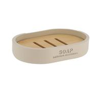 TENDANCE - Porte Savon Polyrésine - Beige/Bambou - Salle de Bain - Accessoire Salle de Bain à Poser