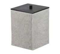 Tendance - Poubelle carree en polyresine effet pierre et couvercle bambou noir mat 8l - gris