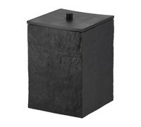Tendance - Poubelle carree en polyresine effet pierre et couvercle bambou noir mat 8l - noir