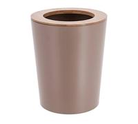 Tendance - Poubelle Métal Evasée avec Couvercle Bambou 5l - Cappuccino/Bambou - Salle de Bain - Poubelles et Brosses WC