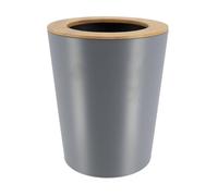 Tendance - Poubelle Métal Evasée avec Couvercle Bambou 5l - Gris/Bambou - Salle de Bain - Poubelles et Brosses WC