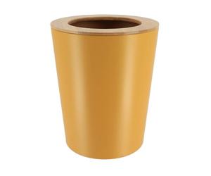 Tendance - Poubelle Métal Evasée avec Couvercle Bambou 5l - Moutarde/Bambou - Salle de Bain - Poubelles et Brosses WC