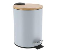 Tendance - Poubelle Métal Frein de Chute 3l - Bleu Clair/Bambou - Salle de Bain - Poubelles et Brosses WC