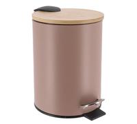 Tendance - Poubelle Métal Frein de Chute 3l - Cappuccino/Bambou - Salle de Bain - Poubelles et Brosses WC