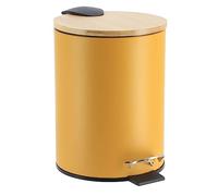 Tendance - Poubelle Métal Frein de Chute 3l - Moutarde/Bambou - Salle de Bain - Poubelles et Brosses WC