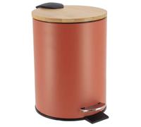 Tendance - Poubelle Métal Frein de Chute 3l - Terracotta/Bambou - Salle de Bain - Poubelles et Brosses WC
