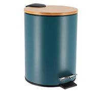 Tendance - Poubelle Métal Frein de Chute 3l - Vert Impérial/Bambou - Salle de Bain - Poubelles et Brosses WC