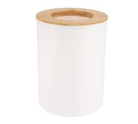 Tendance - Poubelle PP avec Couvercle Bambou 5l - Blanc/Bambou - Salle de Bain - Poubelles et Brosses WC