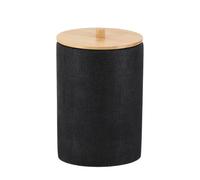 Tendance - Poubelle ronde en polyresine effet maille et couvercle bambou 4l - noir