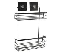Tendance - Serviteur 2 Niveaux Métal Peint sur Cartes Adhésives 3 m - Noir Mat - Salle de Bain - Accessoire Utilitaire
