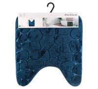 Tendance - Tapis Contour WC Mémoire de Forme Microfibre Galet 45x50 cm - Bleu Marine - Salle de Bain - Tapis