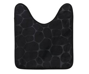 Tendance - Tapis Contour WC Mémoire de Forme Microfibre Galet 45x50 cm - Noir - Salle de Bain - Tapis