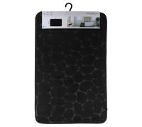 TENDANCE - Tapis Mémoire de Forme Microfibre Galet 50x80 cm - Noir - Salle de Bain - Tapis