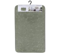 TENDANCE - Tapis Mémoire de Forme Microfibre Galet 50x80 cm - Vert Kaki - Salle de Bain - Tapis