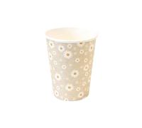 Tendances Fêtes - 6 GOBELETS CARTON MARGUERITE 25CL NATURE