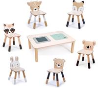 Tender Leaf Table de jeu pour enfants avec 6 chaises avec animaux, 100 x 70 cm
