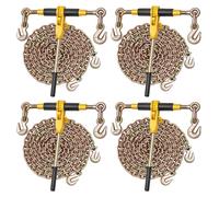 Tendeur à chaîne à cliquet, chaînes G80 de 5/16 po x 12,8 pi, charge de travail de 8 000 lb pour le tendeur à cliquet, ensemble de chaînes et de tendeurs, tendeurs à chaîne d'arrimage pour le transpor