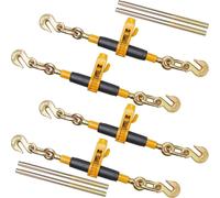 Tendeur à chaîne à cliquet, tendeurs pour charges lourdes 3/8"-1/2", avec crochets G80, limite de charge sécurisée de 12 000 lb, poignée antidérapante facilitant le travail, tendeurs à chaîne d'arrima