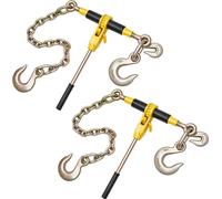 Tendeur à cliquet, lot de 2 avec chaînes d'arrimage G80 10 mm x 62 cm - Charge admissible 4173 kg - Fixations pour chaînes de transport - Compatible avec les chaînes de 10-12,7 mm - Remorque de camion