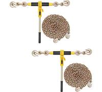 Tendeur à cliquet SucceBuy avec chaînes d'arrimage G80 8 mm x 3 m, lot de 2, force de tension 3629 kg, tendeur de chaîne avec 2 crochets de préhension, fixations de chaînes de transport pour une sécur