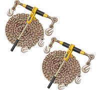 Tendeur à cliquet VEVOR avec chaînes d'arrimage G80 8 mm x 3 m, jeu de 2, force de tension 3629 kg, tendeur de chaîne avec 2 crochets de préhension, fixations de chaînes de transport pour l'arrimage d