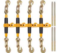 Tendeur à cliquet VEVOR pour chaîne d'arrimage 0,8-0,9 cm, capacité de charge 3220 kg, pack de 4, avec crochet de préhension, éléments de fixation pour chaînes de transport, remorques, camions à plate