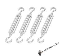 Tendeur câble INOX M5 - 4 pièces tendeur Crochet et œil - 304 Acier Inoxydable réglable 12,2 à 18 cm - 40 kg capacité - pour Corde, Fil métallique, Jardin, auvent, Linge, antenne