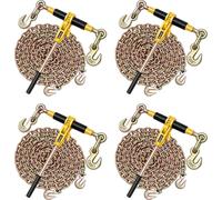 Tendeurs à cliquet VEVOR avec chaînes d'arrimage G80 10 mm x 6,1 m, lot de 4, force de tension 4173 kg, fixations pour chaînes de transport, attaches pour chaînes pour la sécurisation du chargement, t