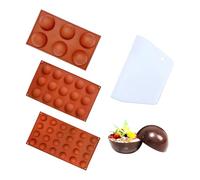 TENGWA 3 Pièces Moule Silicone Demi Sphère 6/15/24 Cavités Moule Silicone Chocolat Semi-circulaire Avec spatule pour Boule de Chocolat Gâteau Gelée Pudding Mousse