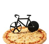 TENGWA Pizza Party Couteau Motif Vélo Objet Insolite Roulettes à Pizza Revêtement Antiadhésif Noir Gadget Cuisine Lavable en Machine Cadeau Original Convient pour Crêpes Pâtisseries