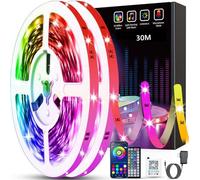 Tenmiro Ruban Led 30m,Led Chambre,Bande Led Autocollant Contrôlé par APP&Avec télécommande 44 touches, Pliable, Multicolore, Timing lumiere bande led interieur maison pour chambre gaming, Fête(2*15m)