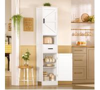 TENNFON Armoire de Salle de Bain, Colonne, avec 1 Tiroir, Étagères Réglables, 40 X 30 X 170cm, Blanc
