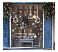 Tenrany Home Stickers Muraux de Noel pour Vitre, DIY Amovible Cerf Renne Arbre de Noël Bonhommes de Neige Repositionnables Murale pour Famille Fenetre Autocollant Mural Décorations (Bleu)