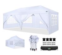 Tente à baldaquin pop-up 10x20FT avec 6 parois latérales amovibles, tentes à baldaquin extérieures pour fête de mariage,Blanc