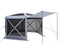 Tente-abri pop-up, 3,6 x 3,6 m Grande tente de camping à 6 côtés avec toit amovible et sac de transport, installation rapide et résistante aux morsures, abri solaire pour 8 à 10 personnes, patio arriè
