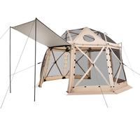 Tente-abri pop-up, 3,6 x 3,6 m, tente de camping sphérique à 13 côtés avec toit amovible et sac de transport, montage rapide et résistante aux morsures, abri solaire pour 8 à 10 personnes, beige