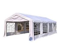 Tente barnum tonnelle de réception 798L x 392l x 280H cm polyéthylène imperméable 8 fenêtres et acier galvanisé robuste blanc Blanc G