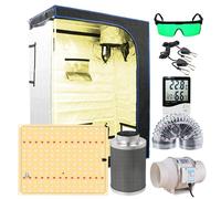 Tente de culture d'intérieur, lampes de culture LED à intensité variable, système de ventilation complet, différentes tailles, kits 120 x 60 x 150 cm